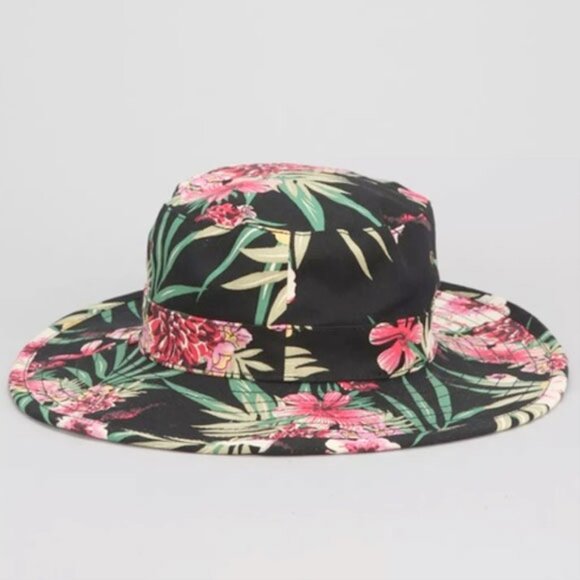 OBEY Boonts Black Floral Wide Brim Bucket Hat - Picture 2 of 4